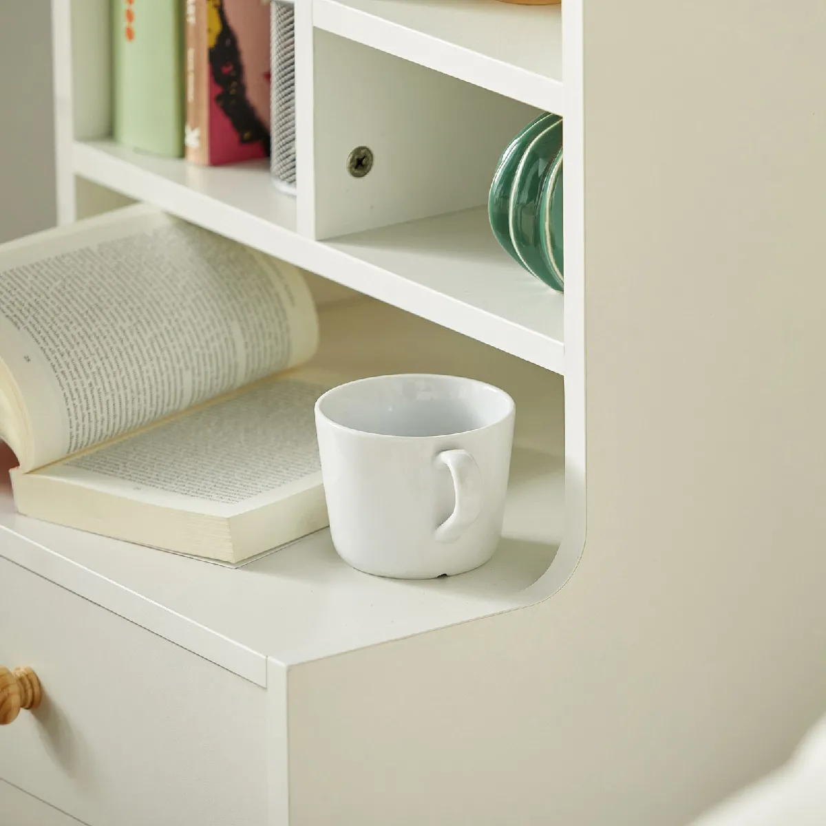 SoBuy FBT100-W Table de chevet avec étagères