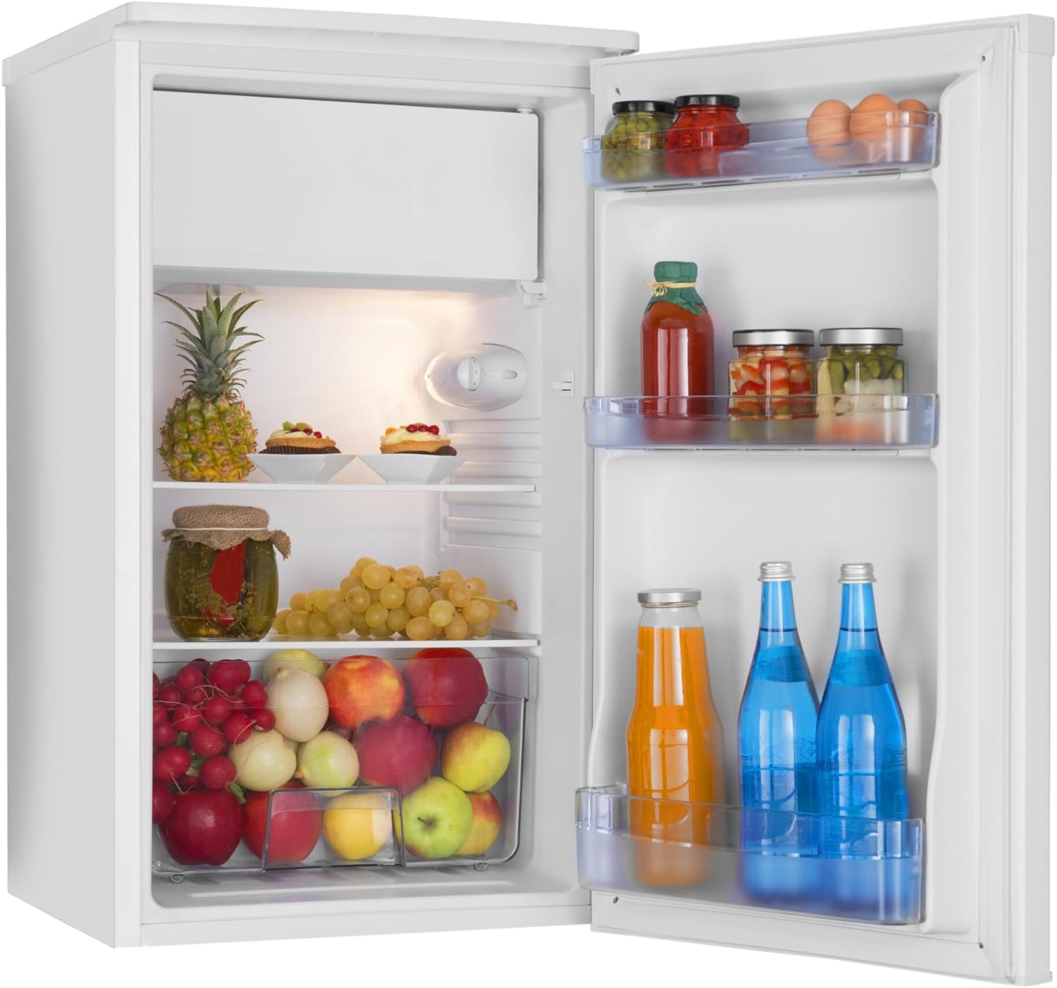 Amica KS 361 155 W Kühlschrank mit Gefrierfach / 85 cm Höhe, weiß, Energieeffizienzklasse E