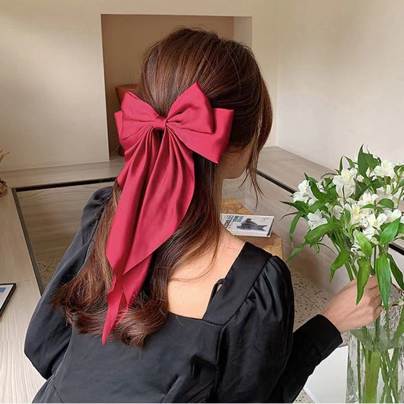 Elegante Haarspange Accessoire Clips im Schleifen Look - Rot