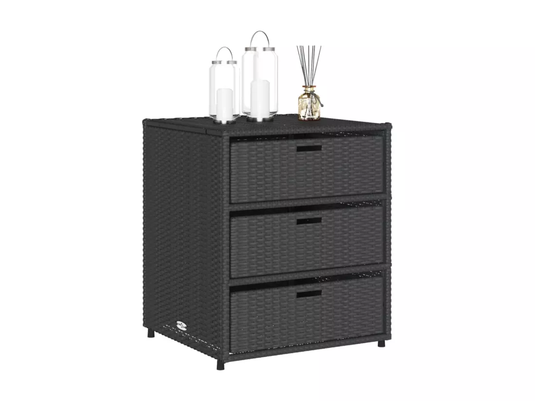 Armoire de rangement de jardin noir 55x59x69 cm résine tressée