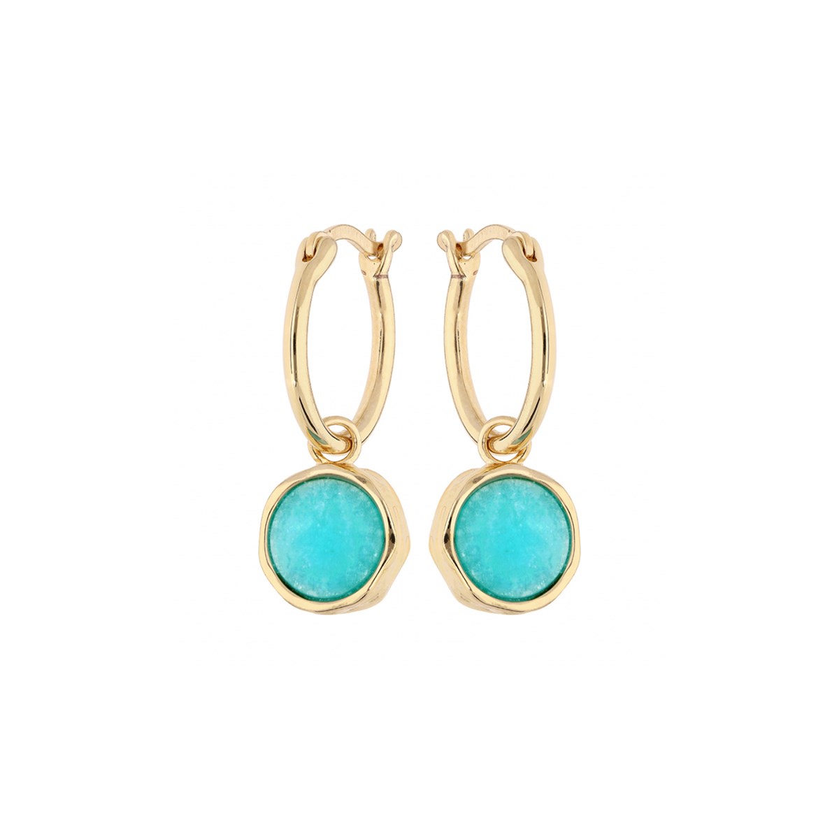 Créoles Amazonite véritable - Plaqué or