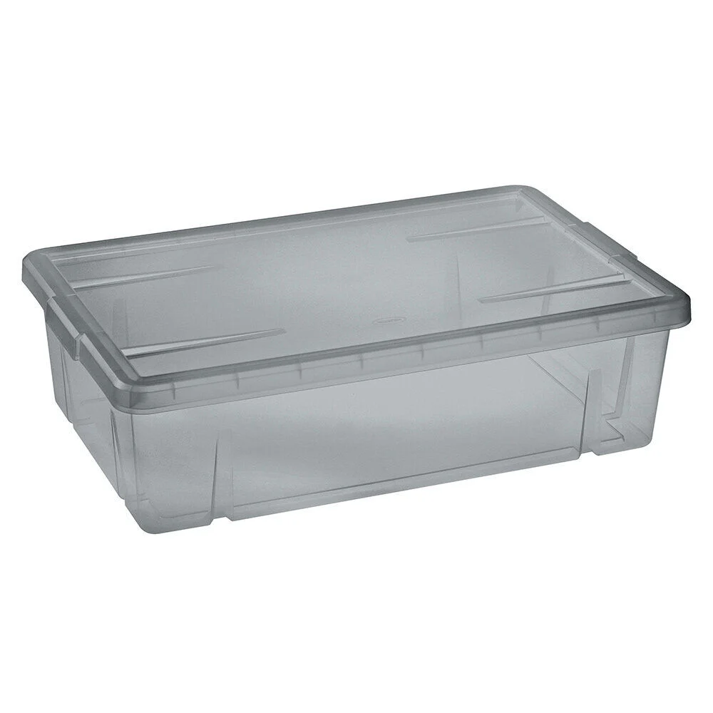 Boîte de rangement dessous de lit noir transparent 28L