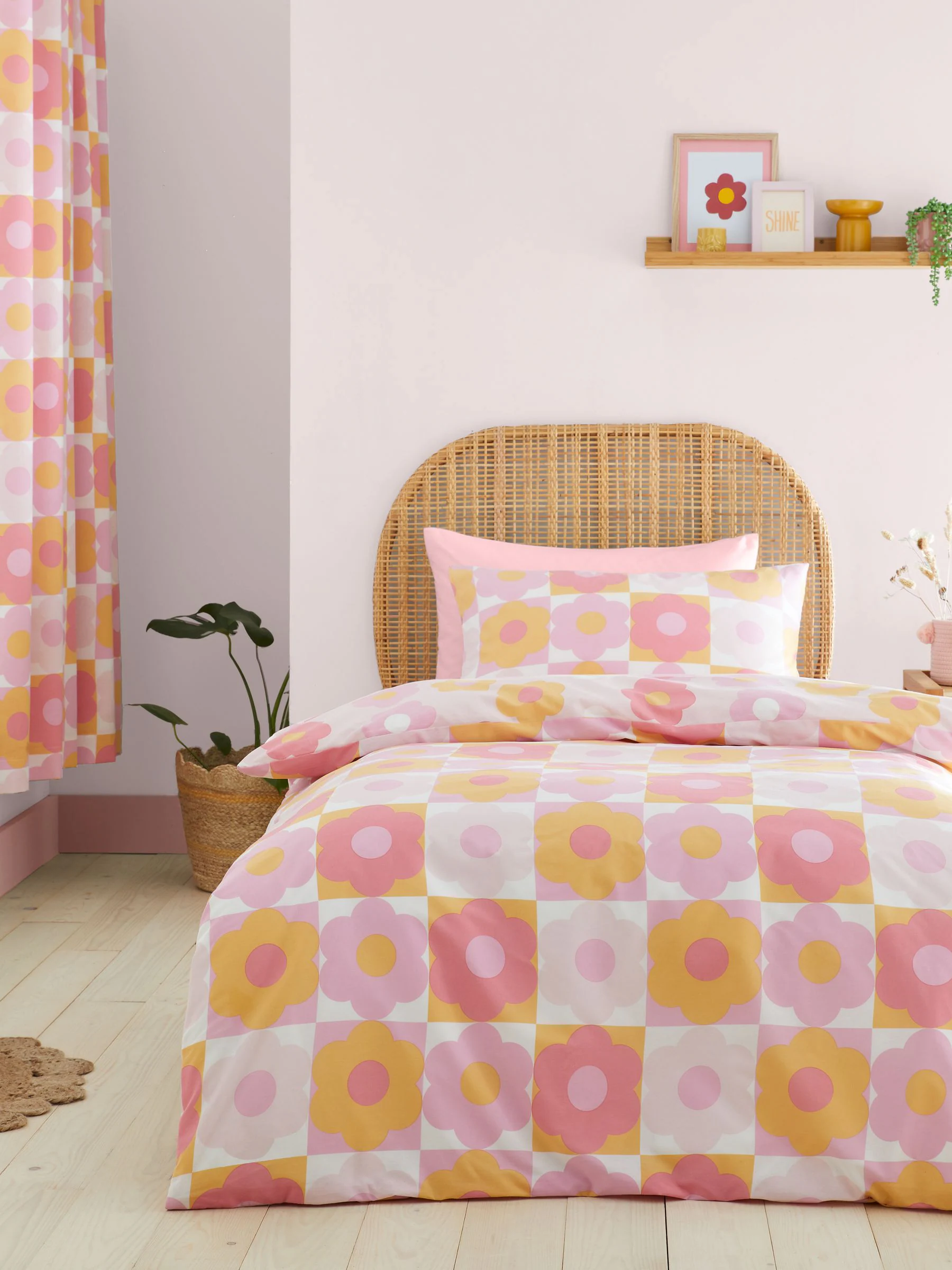 Catherine Lansfield Retro Daisy omkeerbare dekbedovertrekset