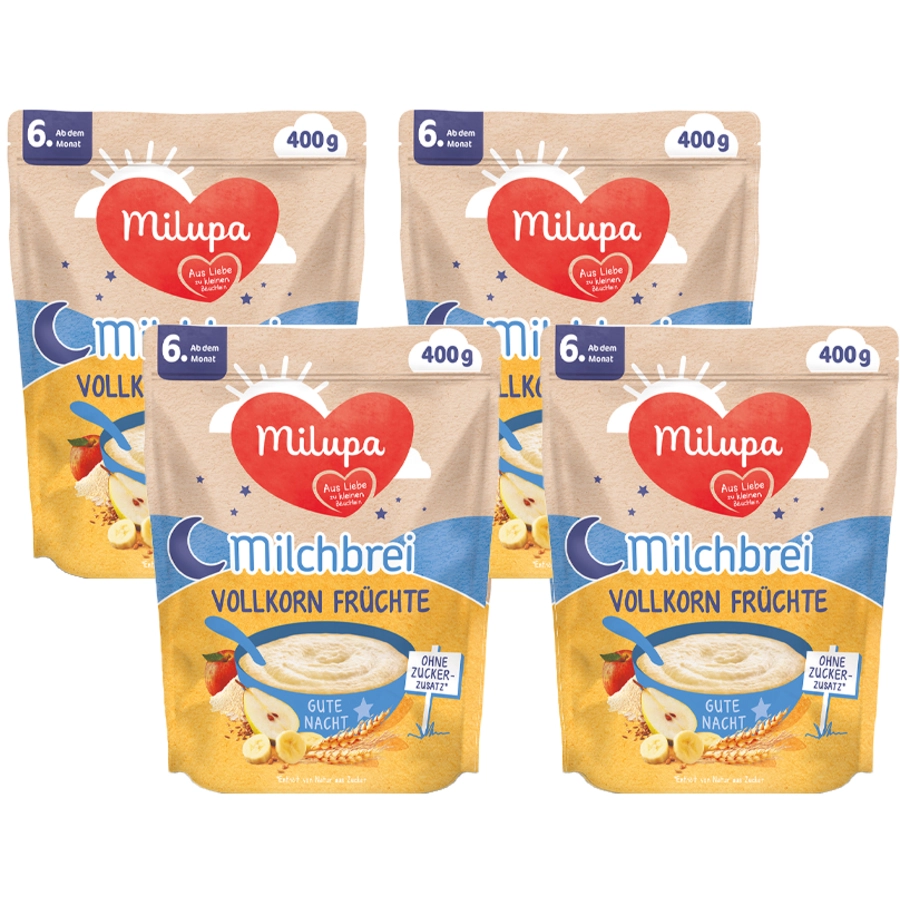 Milupa Milchbrei Vollkorn Früchte Gute Nacht 4 x 400 g ab dem 6. Monat