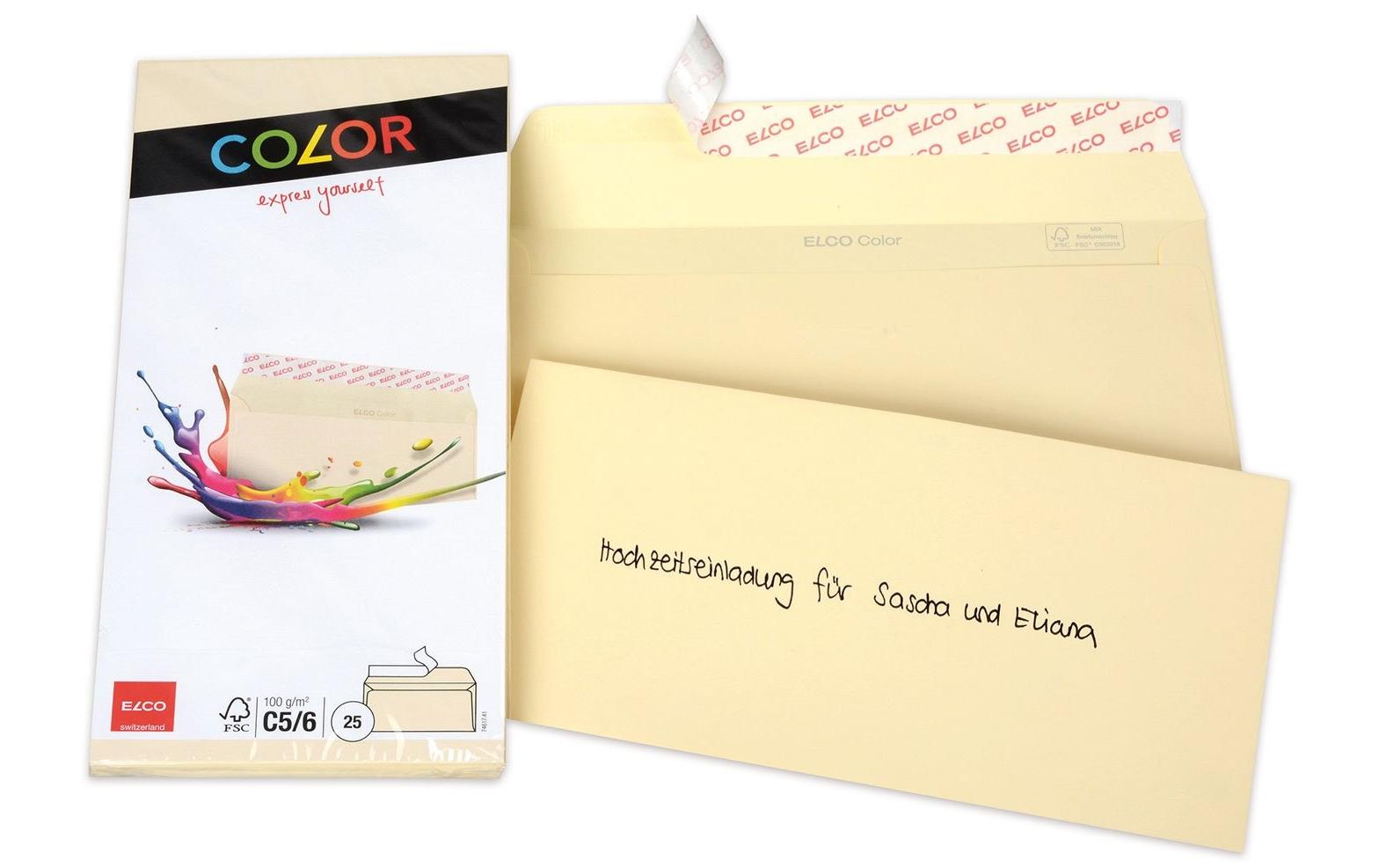 Couvert Color C5/6, Keine Fenster, 25 Stück, ChamoisFarbige Briefumschläge von Elco