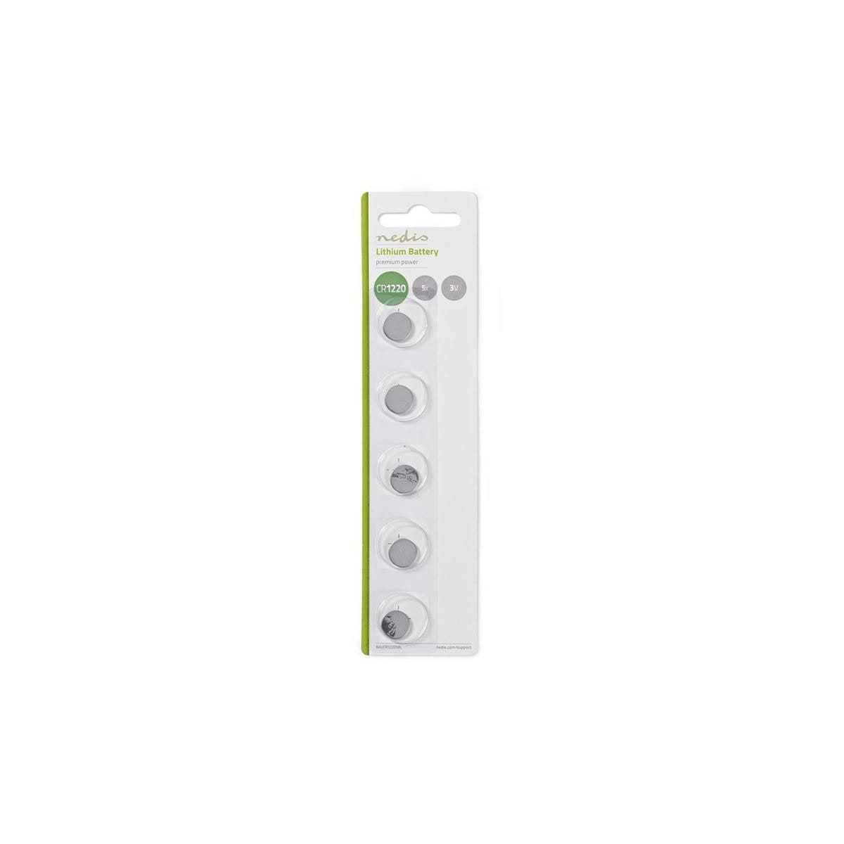 Nedis Lithium knappecellebatteri CR1220 | 3 V DC | 5-Blister | Sølv