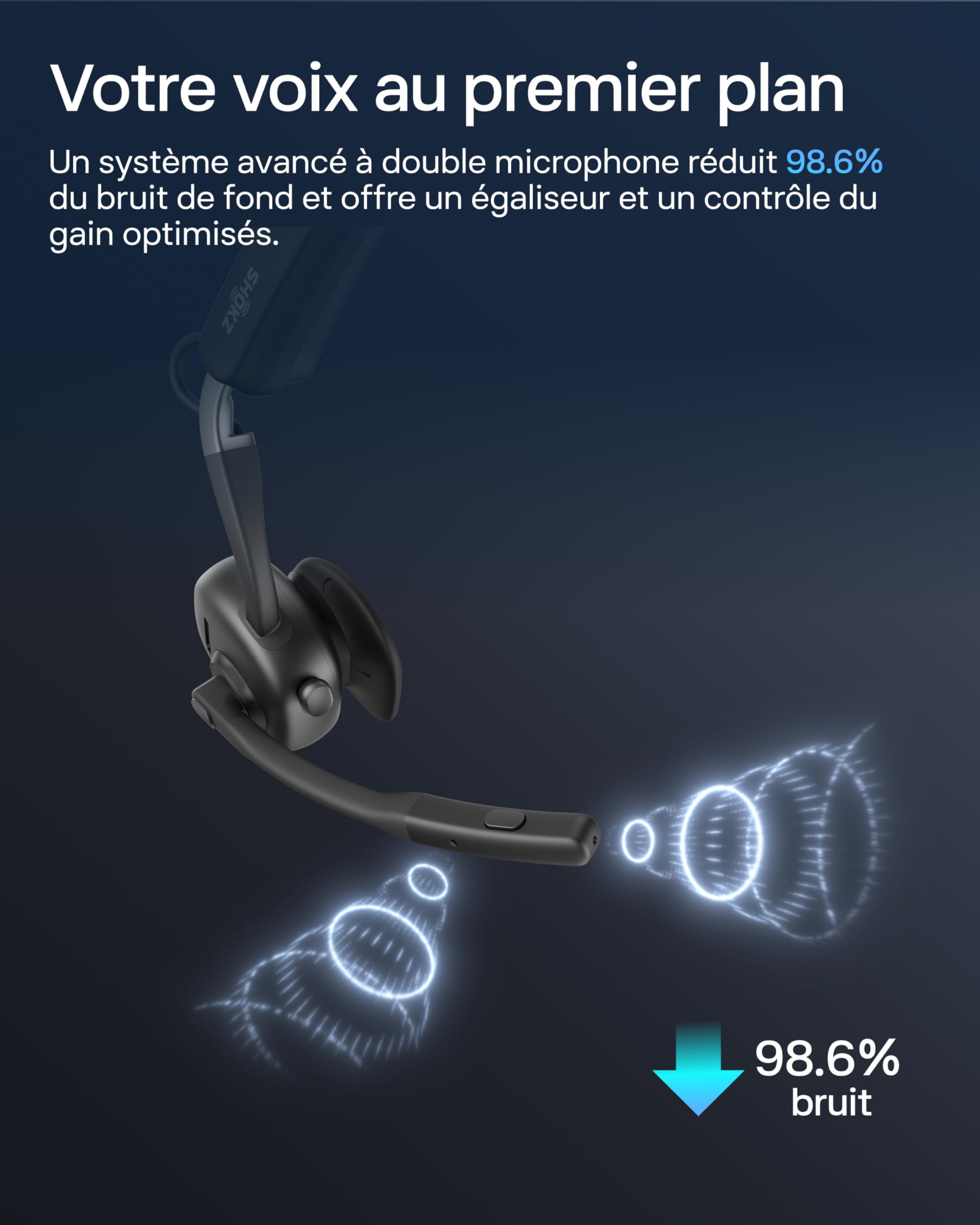 SHOKZ Casque à conduction osseuse OpenMeet UC, adaptateur USB-A, casque Bluetooth oreilles libres avec micro antibruit, écouteurs sans fil travail, appels, réunions, Bluetooth 5.4, autonomie 15 heures