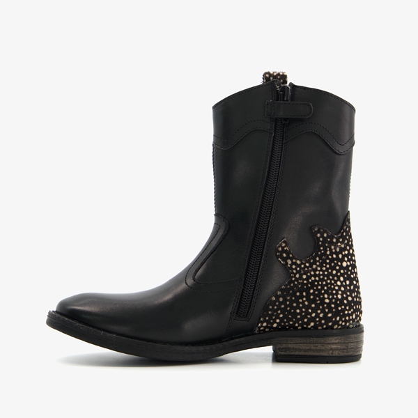Braqeez leren meisjes western boots zwart