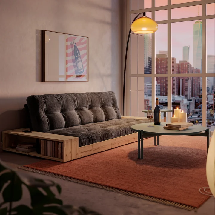 Karup Design - Base Schlafsofa, Kiefer klar lackiert / charcoal
