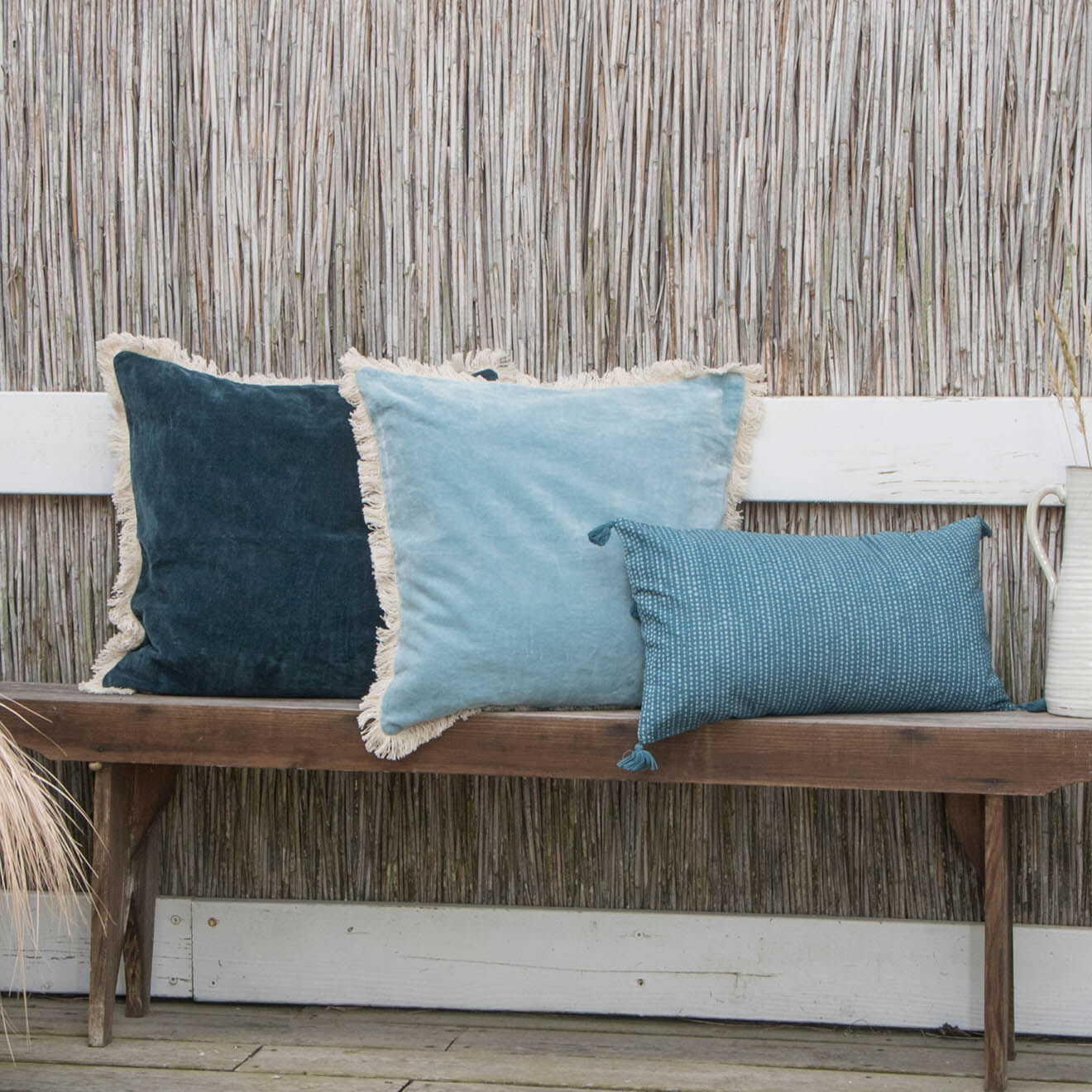 Febronie Housse de coussin Dots bleue - 50x30 cm