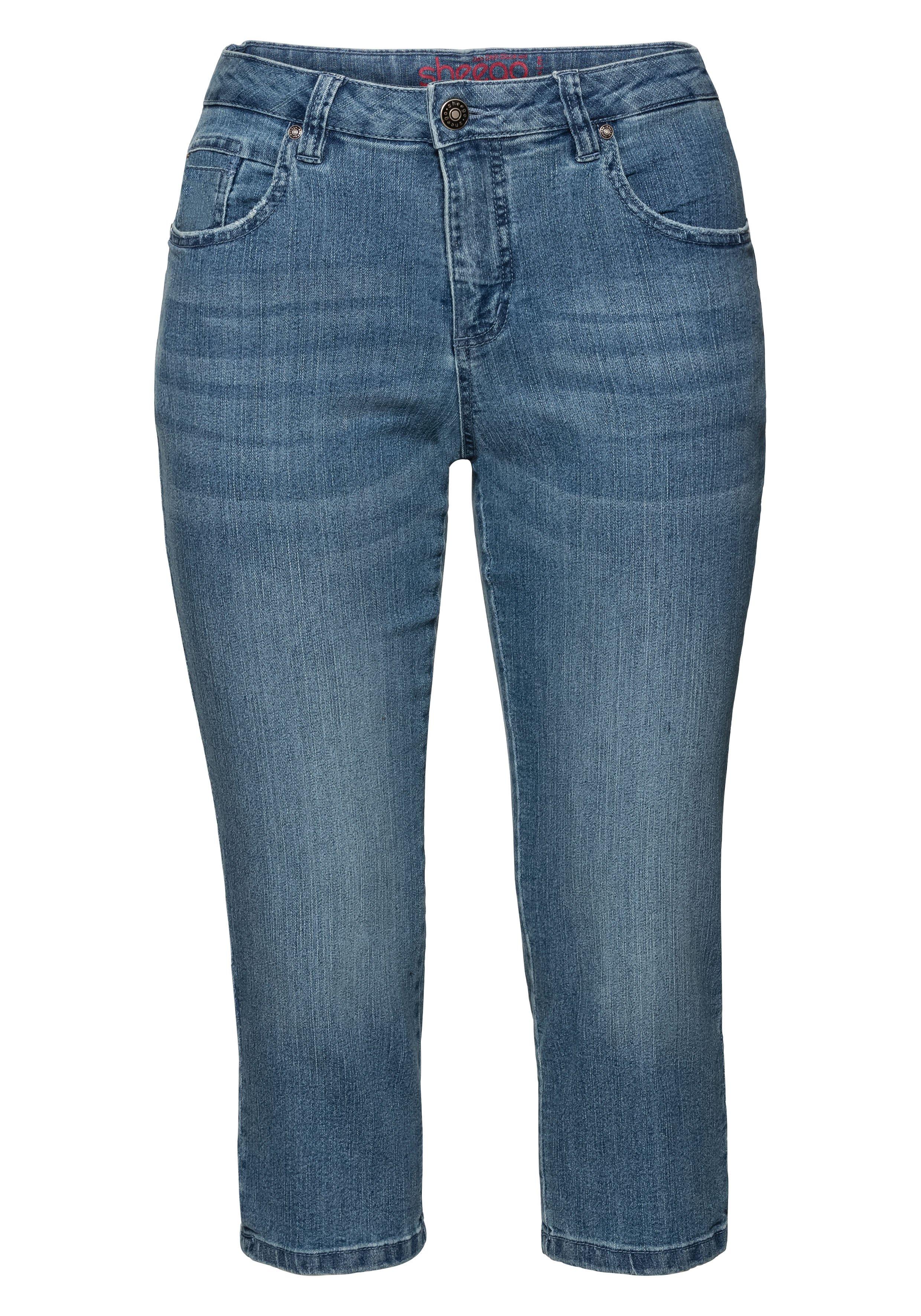 Caprijeans mit Used-Effekten