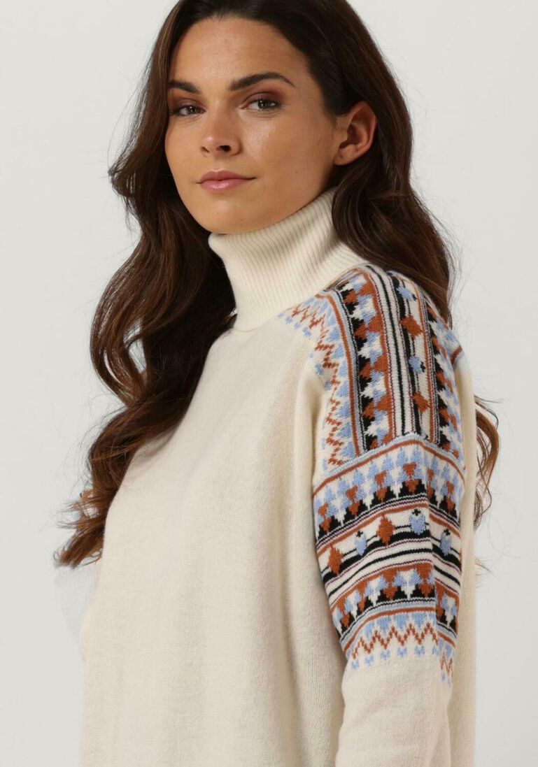 SCOTCH & SODA gebroken wit scotch & soda coltrui fair isle roll neck wool-blend pullover
