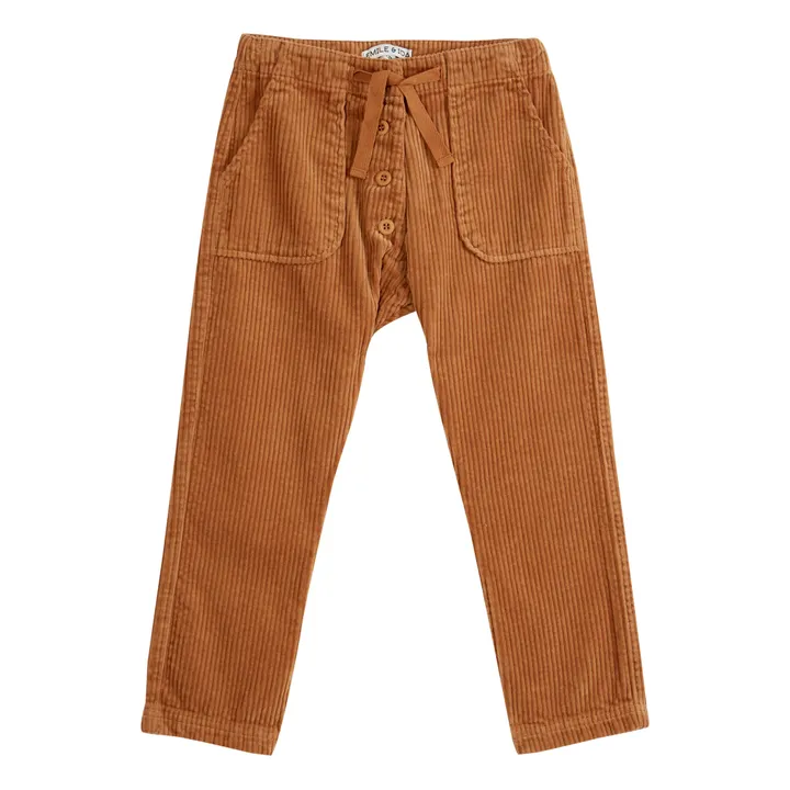 Emile et Ida Pantalon Velours Côtelé Boutonné | Camel