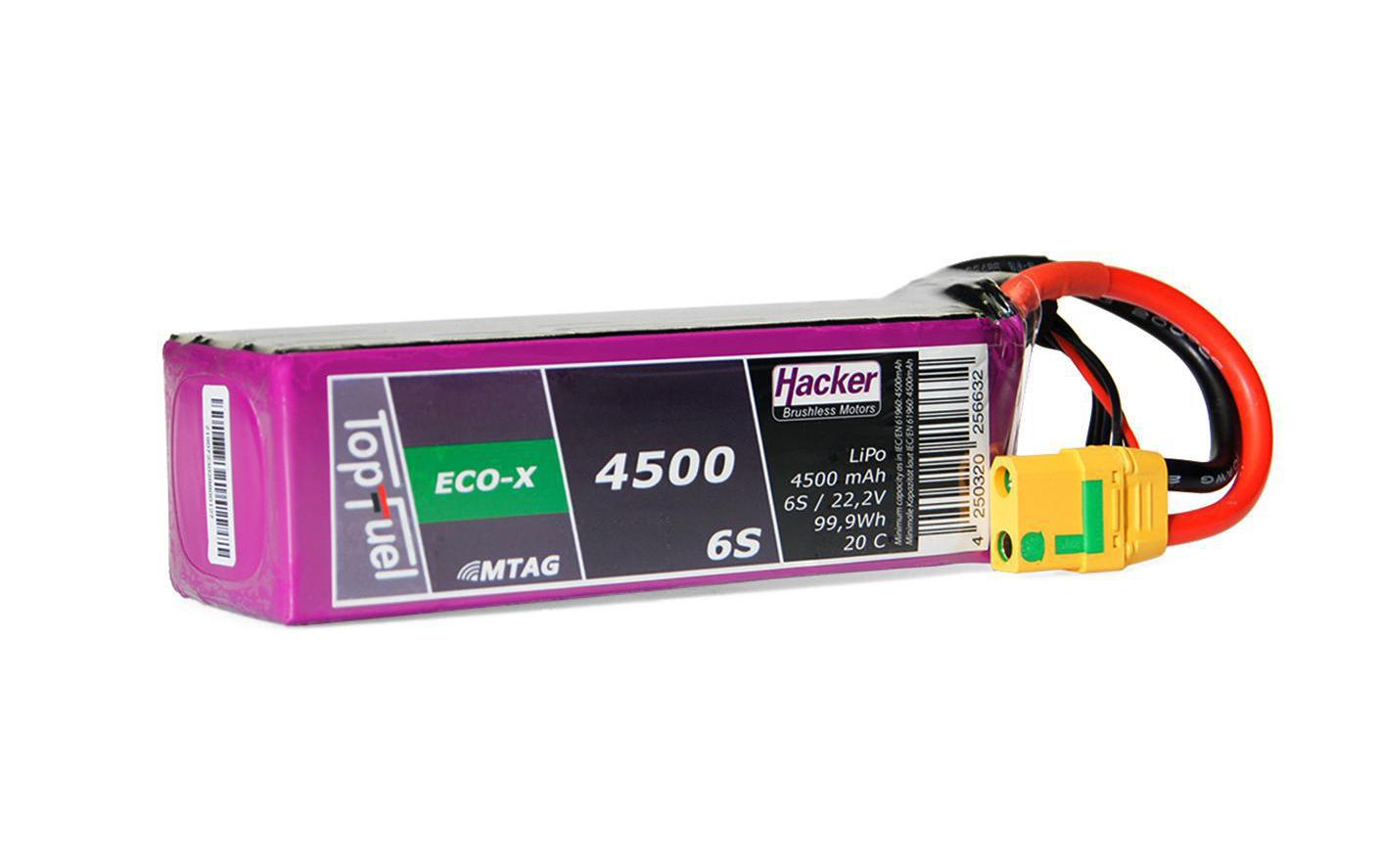 RC-Akku LiPo 4500 mAh 22.2 V 20C TopFuel ECO-X MTAG<br>6S LiPo-Akku für Flugmodelle