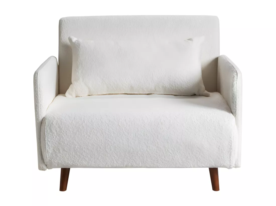 Belushi - Fauteuil convertible en tissu bouclette - Écru