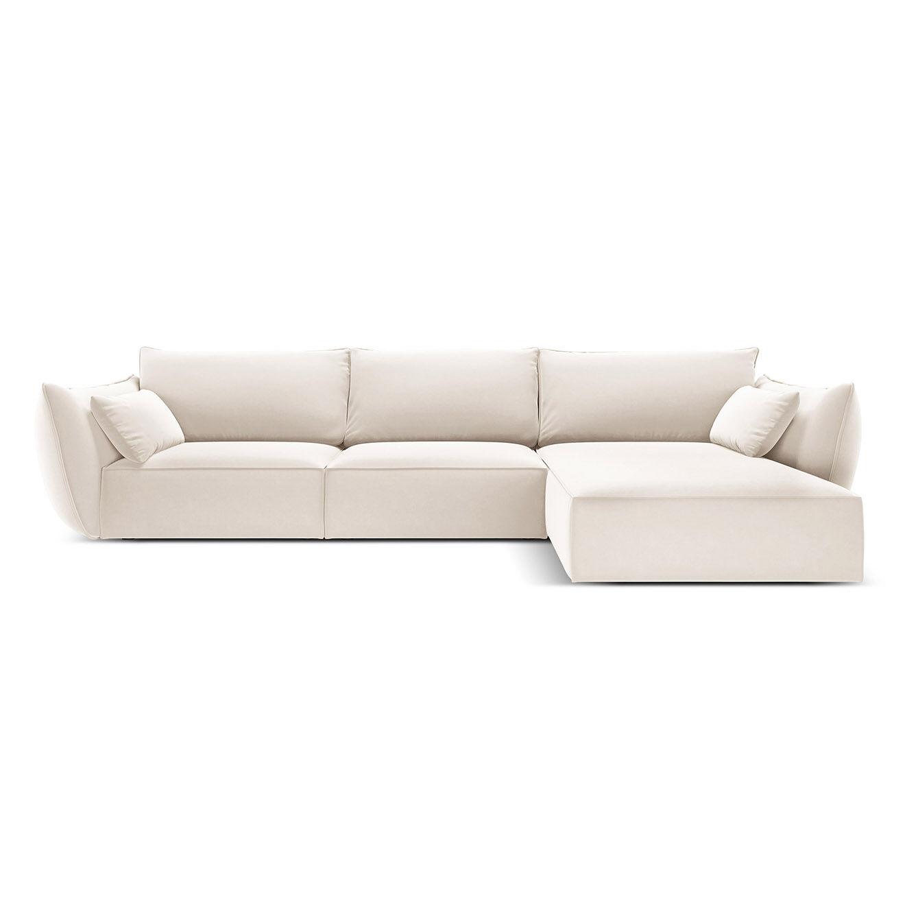 Mazzini Sofas Canapé d'angle droit Velours Vanda 4 Places beige clair - 300x166x85 cm
