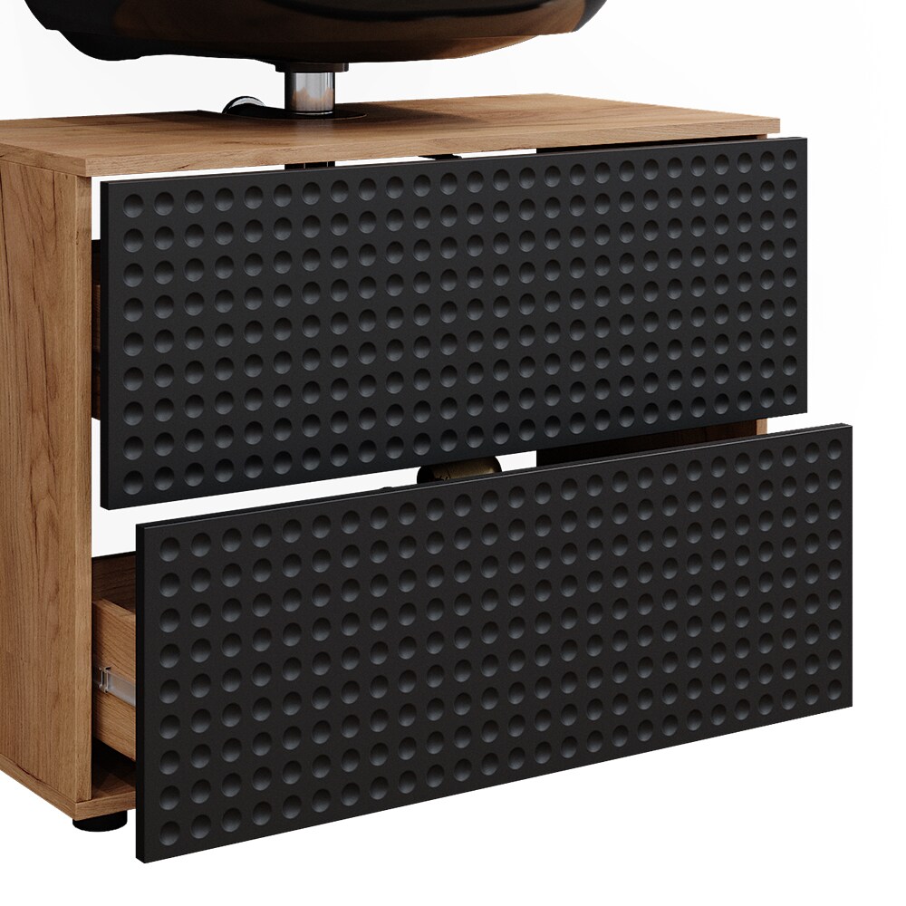 Vicco Badmöbel-Set Irma Eiche Anthrazit 3-teilig Hochschrank Waschbeckenschrank 80 cm