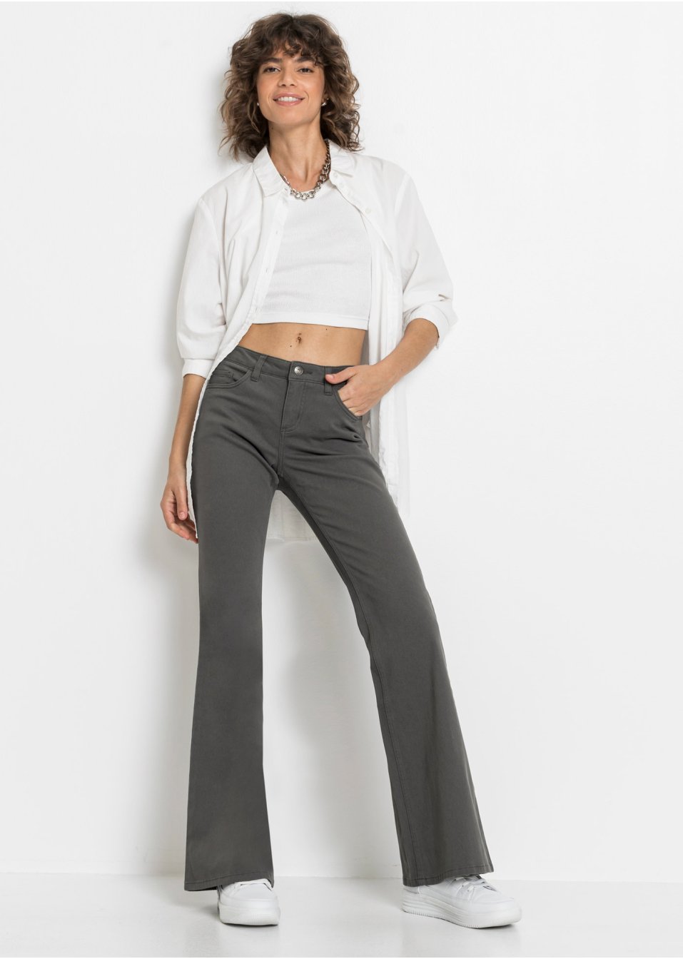 Pantalon évasé en twill