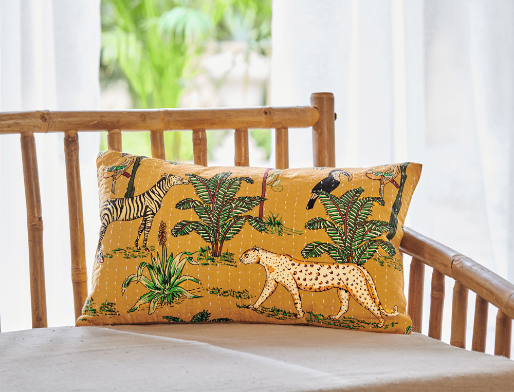 Coussin imprimé jaune-Pause tropicale