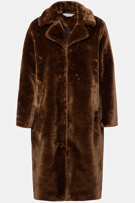 FakeFur Mantel, Straight Fit, Webpelz, Reverskragen