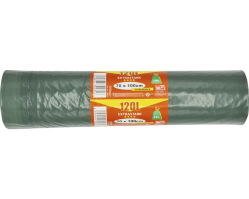 Groene vuilniszakken met trekkoord, 120 L, 10-pack