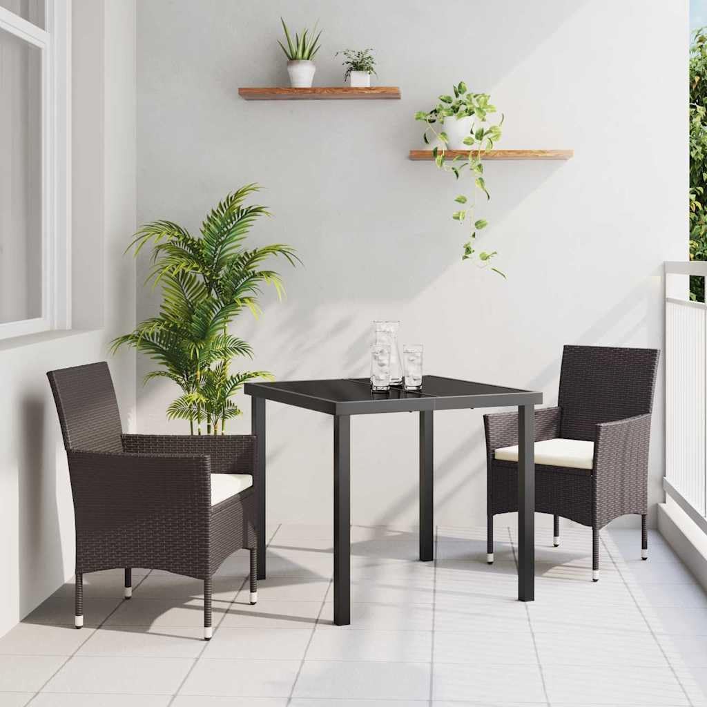 Gartenmöbel Essgruppe 160x80 cm Braun Poly-Rattan mit wetterfesten Sitzkissen Modernes Balkon-Terrassen-Set Robust und Langlebig für Garten Balkon und Terrasse