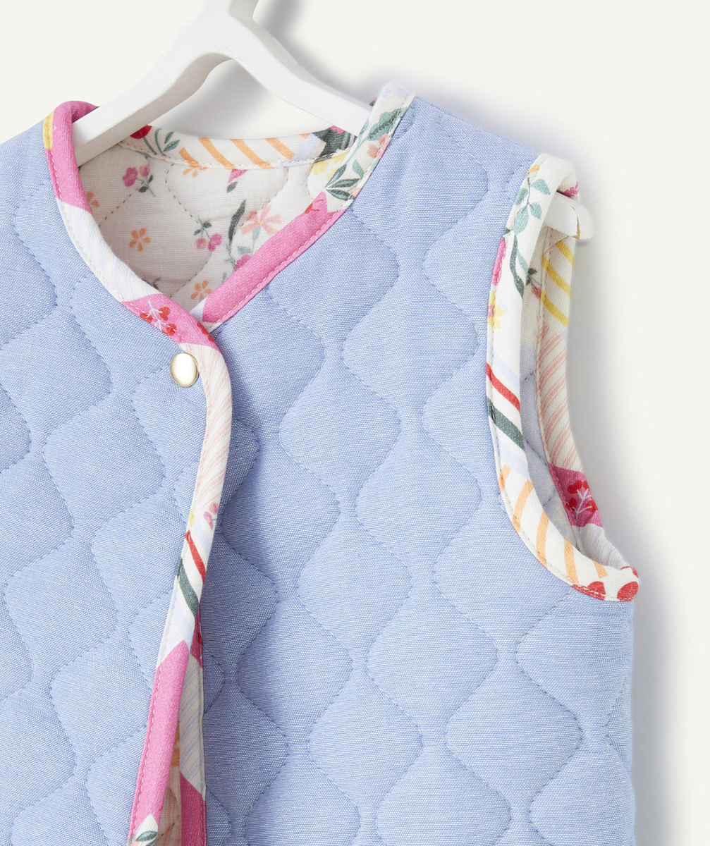 GILET SANS MANCHES RÉVERSIBLE BÉBÉ FILLE EN REMBOURRAGE RECYCLÉ PATCHWORK
