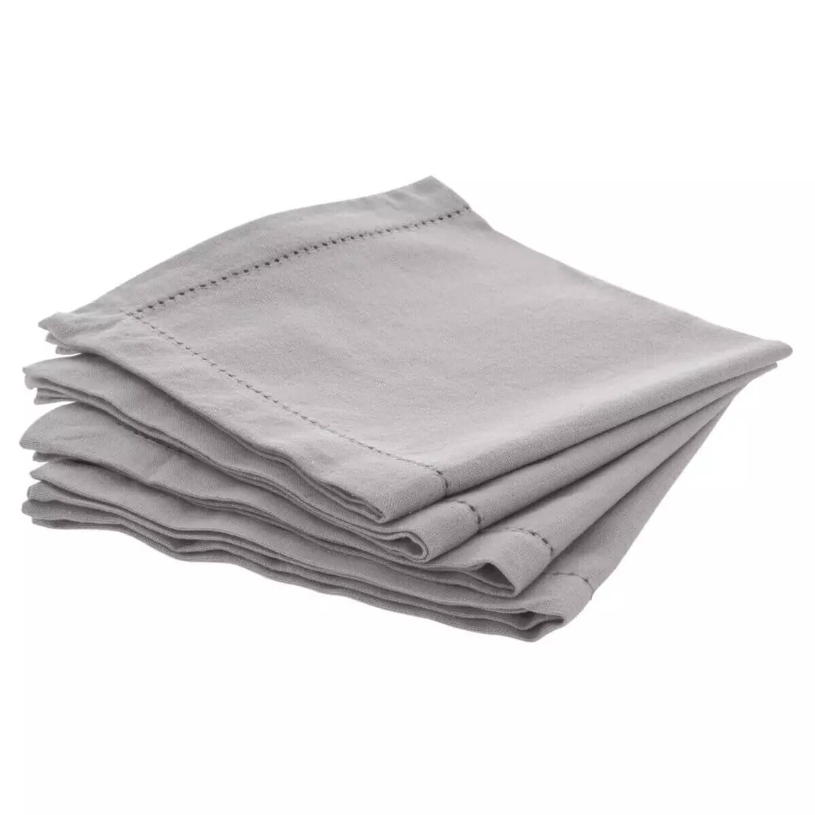 Lot de 4 serviettes coton (40 x 40 cm) Chambray Gris clair