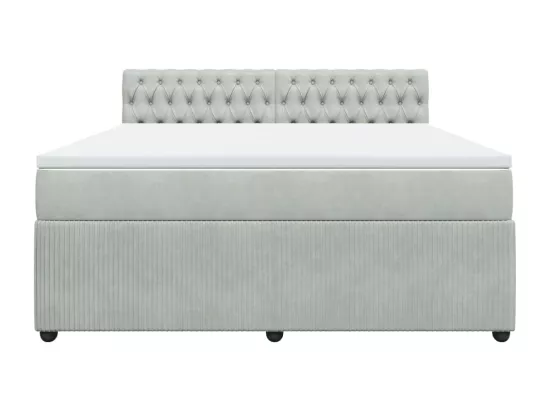 Sommier à lattes de lit et matelas Gris clair 180x200cm Velours