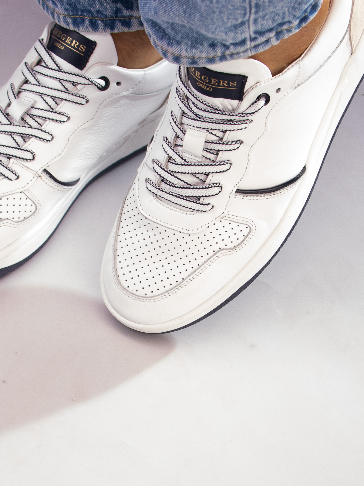 Gregers - Clay Leather White Blue - Trapes Sko