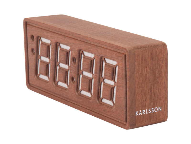 Alarm Clock Solid Wood Engraved KA6024DW Dark wood