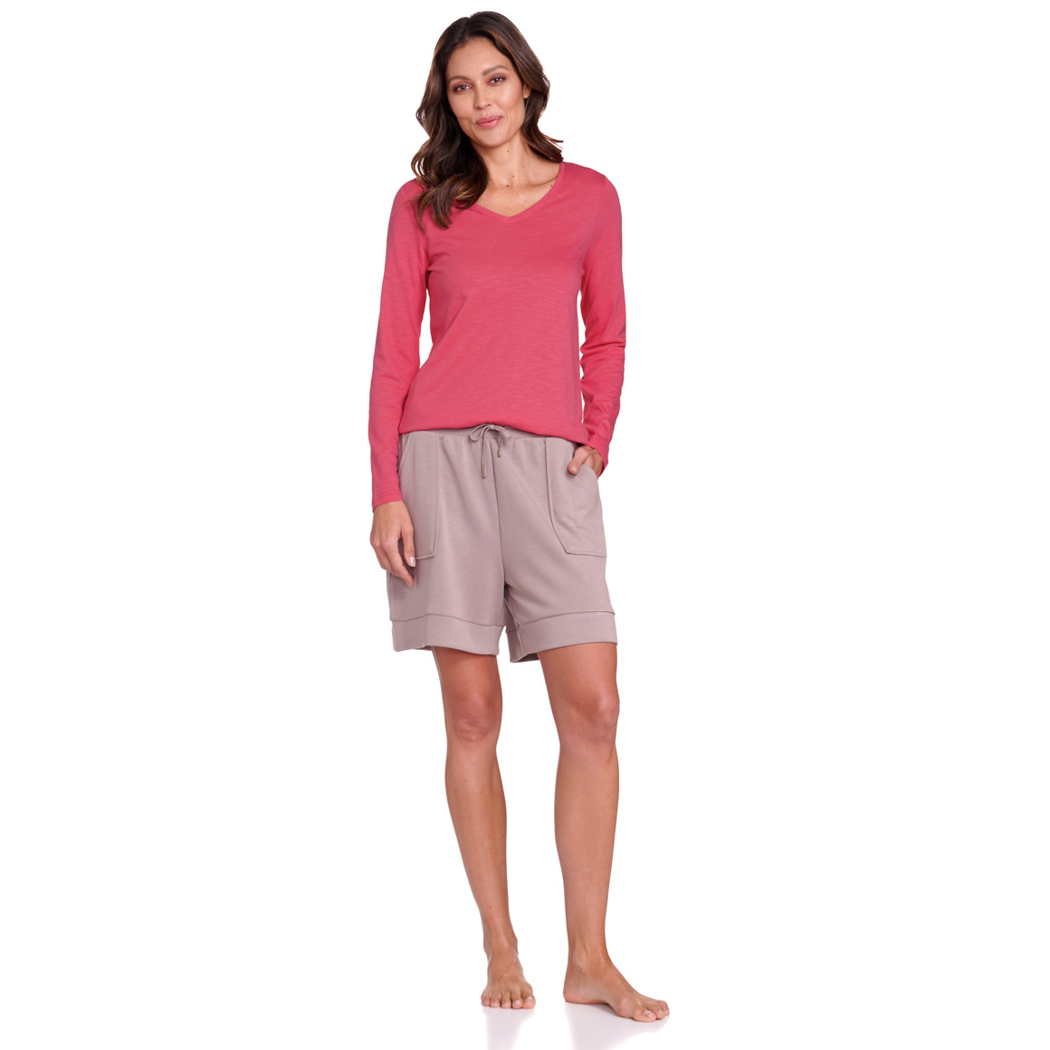 Gina Benotti Damen Langarmshirt aus Flammgarn pink