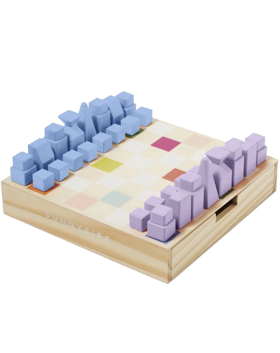 Schach und Dame-Spiel WOODEN in bunt