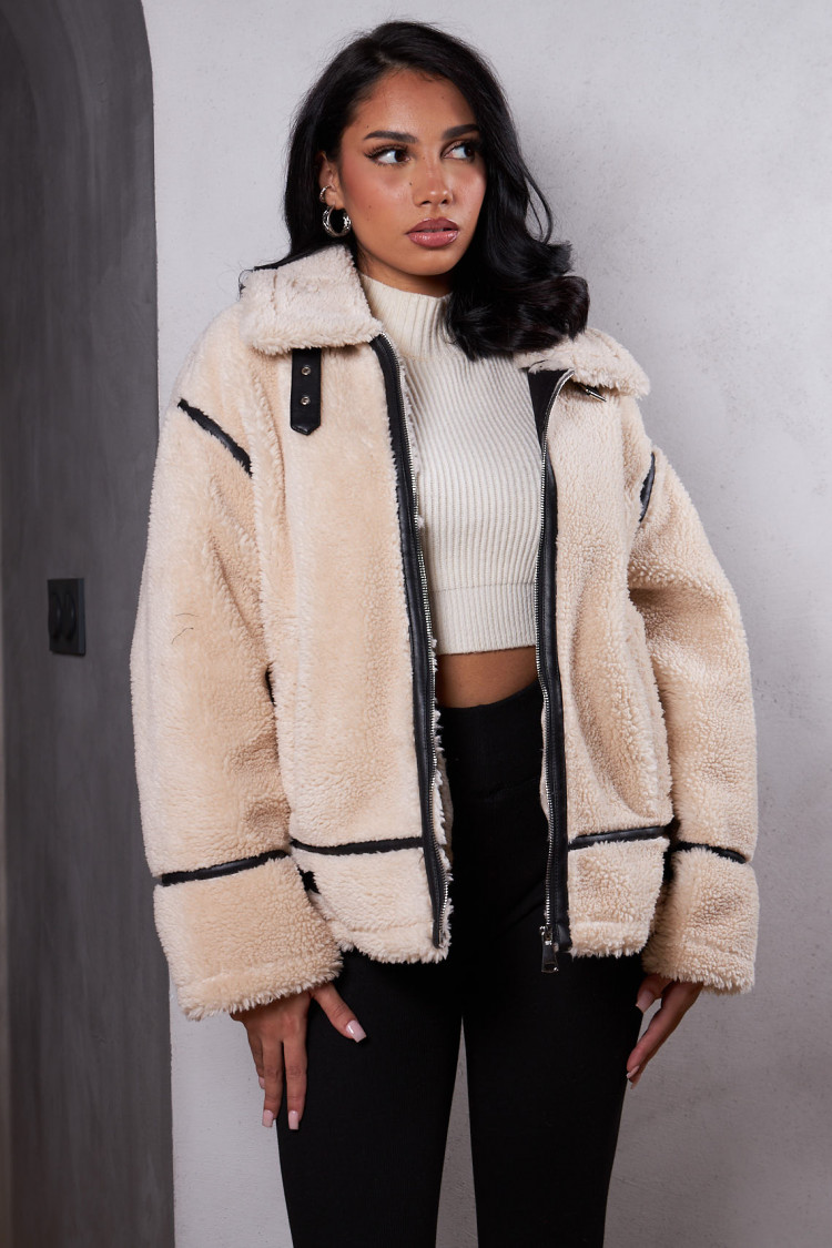 Veste en peau de mouton beige
