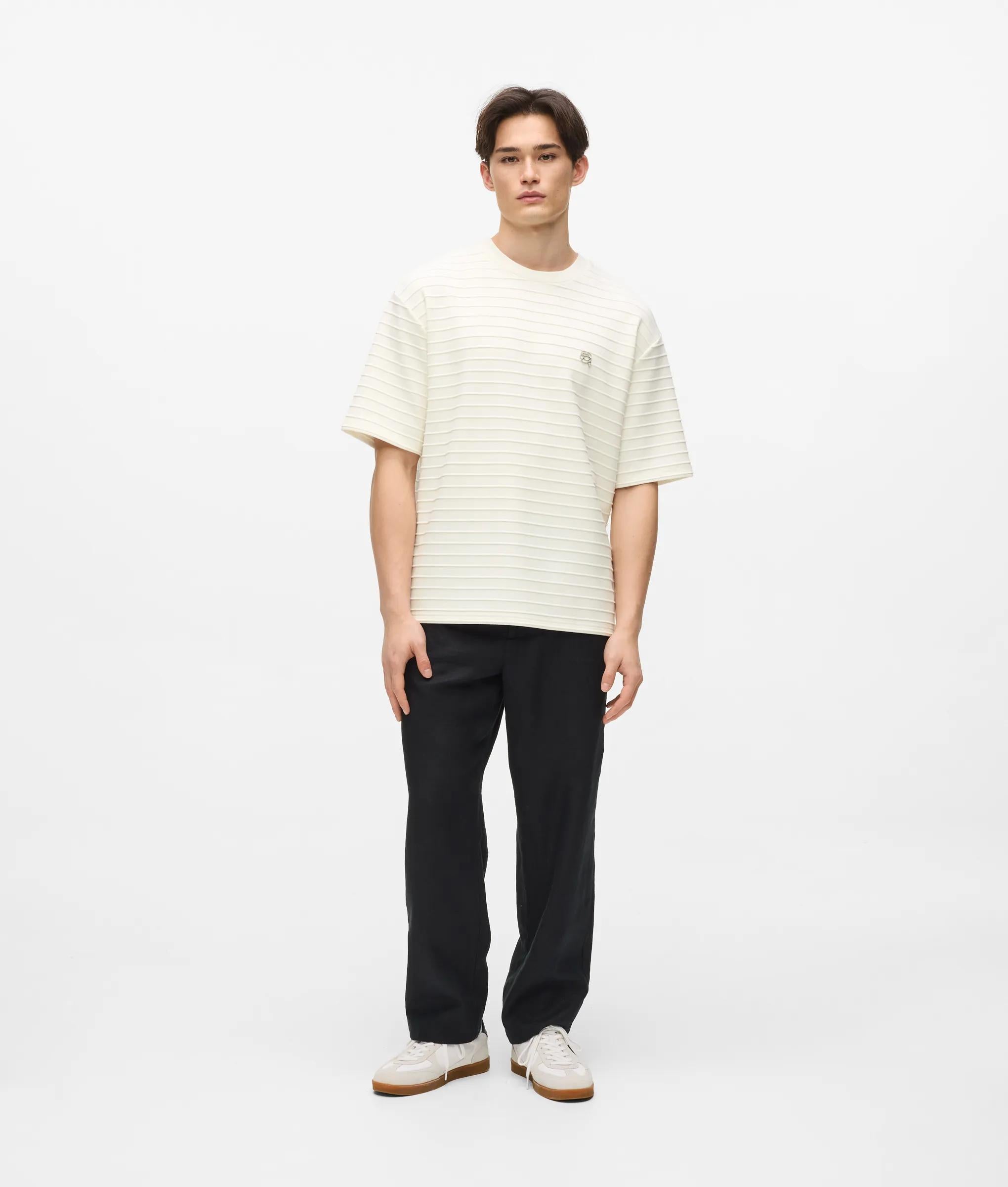 Ikon gestreept t-shirt met textuur