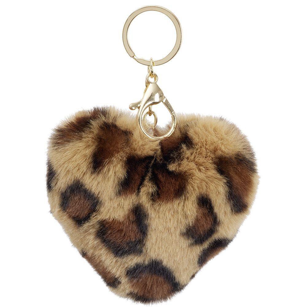 Porte clé pompon forme coeur L11xH8cm