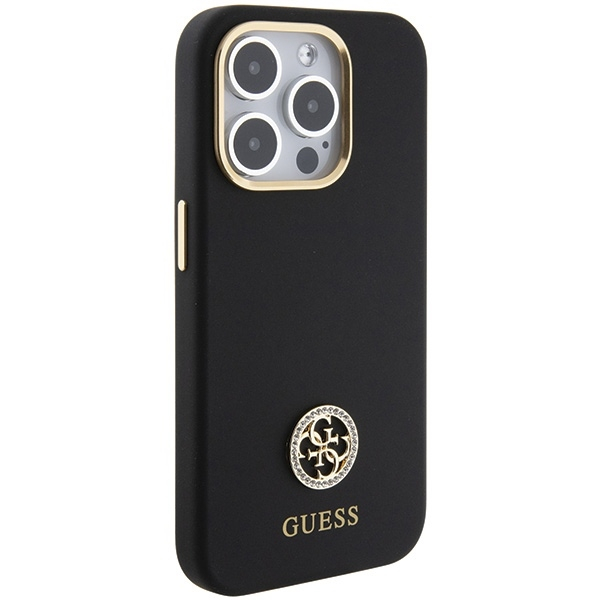 iPhone 15 Pro Hardcase Hülle Strass Metall Logo (GUHCP15LM4DGPK) - Schwarz / Gold
