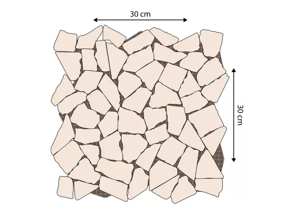 Mosaïque sol et mur en marbre crème - pack de 1m² (11 dalles de 30x30 cm) - POESY