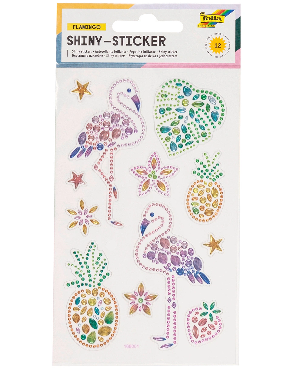 Shiny-Sticker FLAMINGOS 12-teilig in bunt