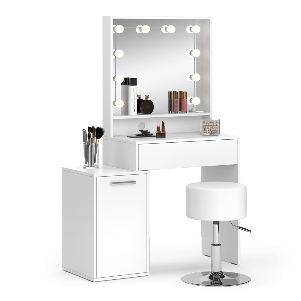 Vicco Schminktisch Altea 95 x 145 cm Weiß Frisiertisch Spiegel Hocker LED modern
