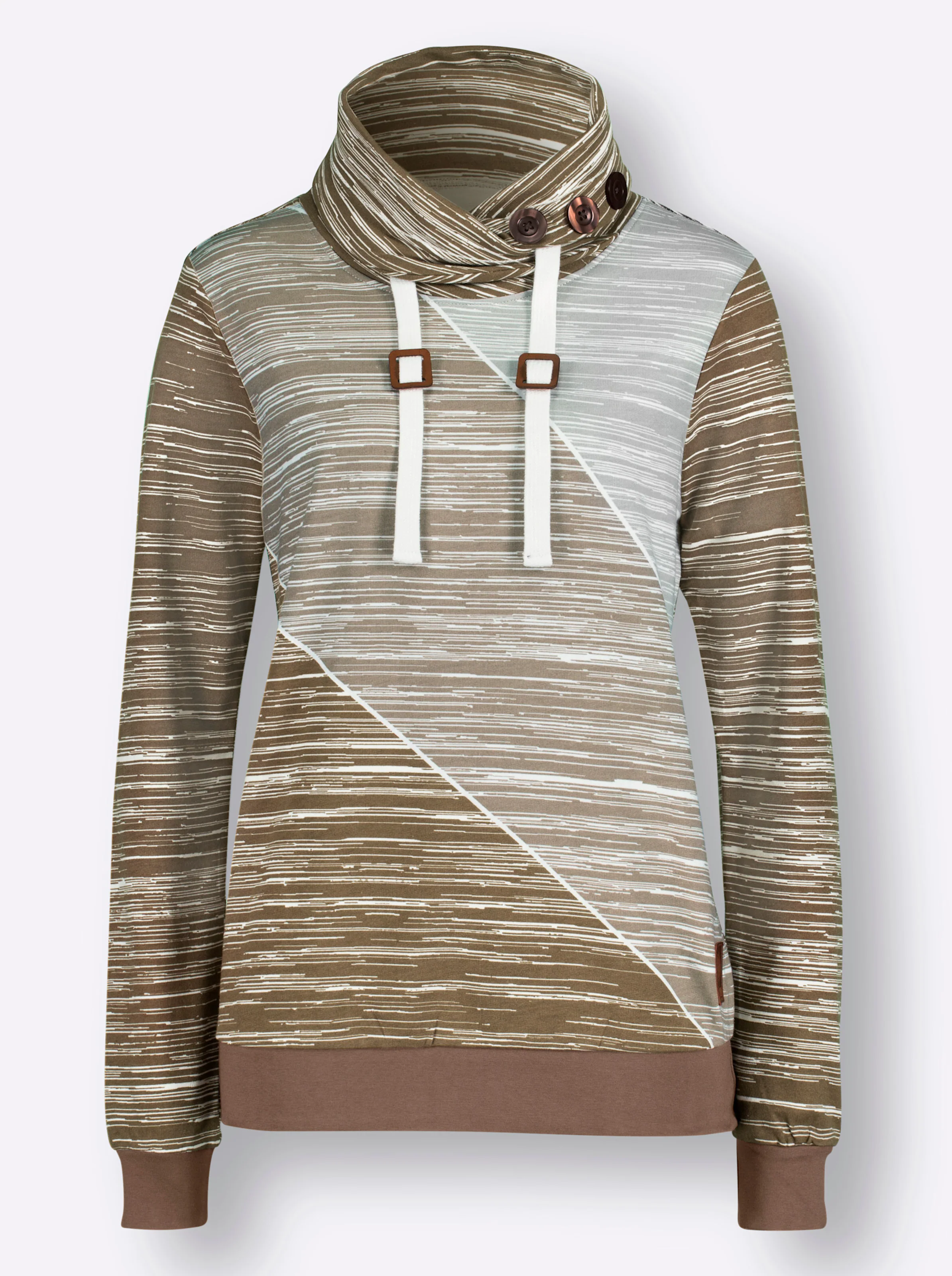 Sweatshirt in braun-ecru-bedruckt