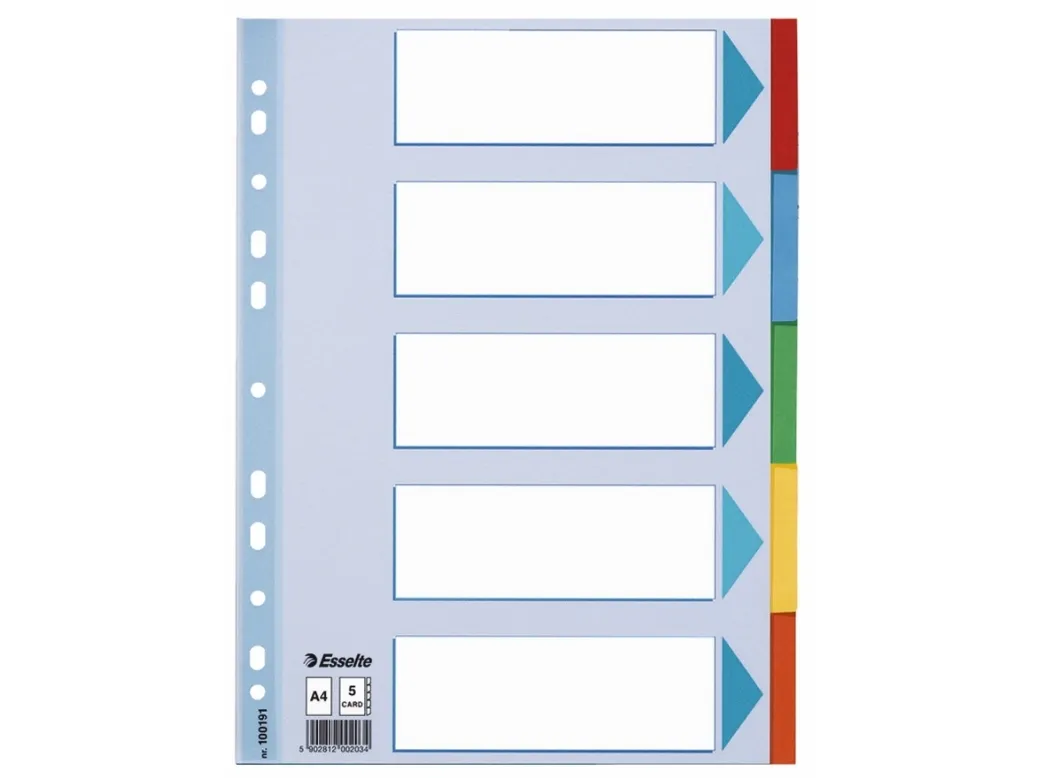 Esselte - Deler - 5 dele - for A4 - med faneblade - mange farver
