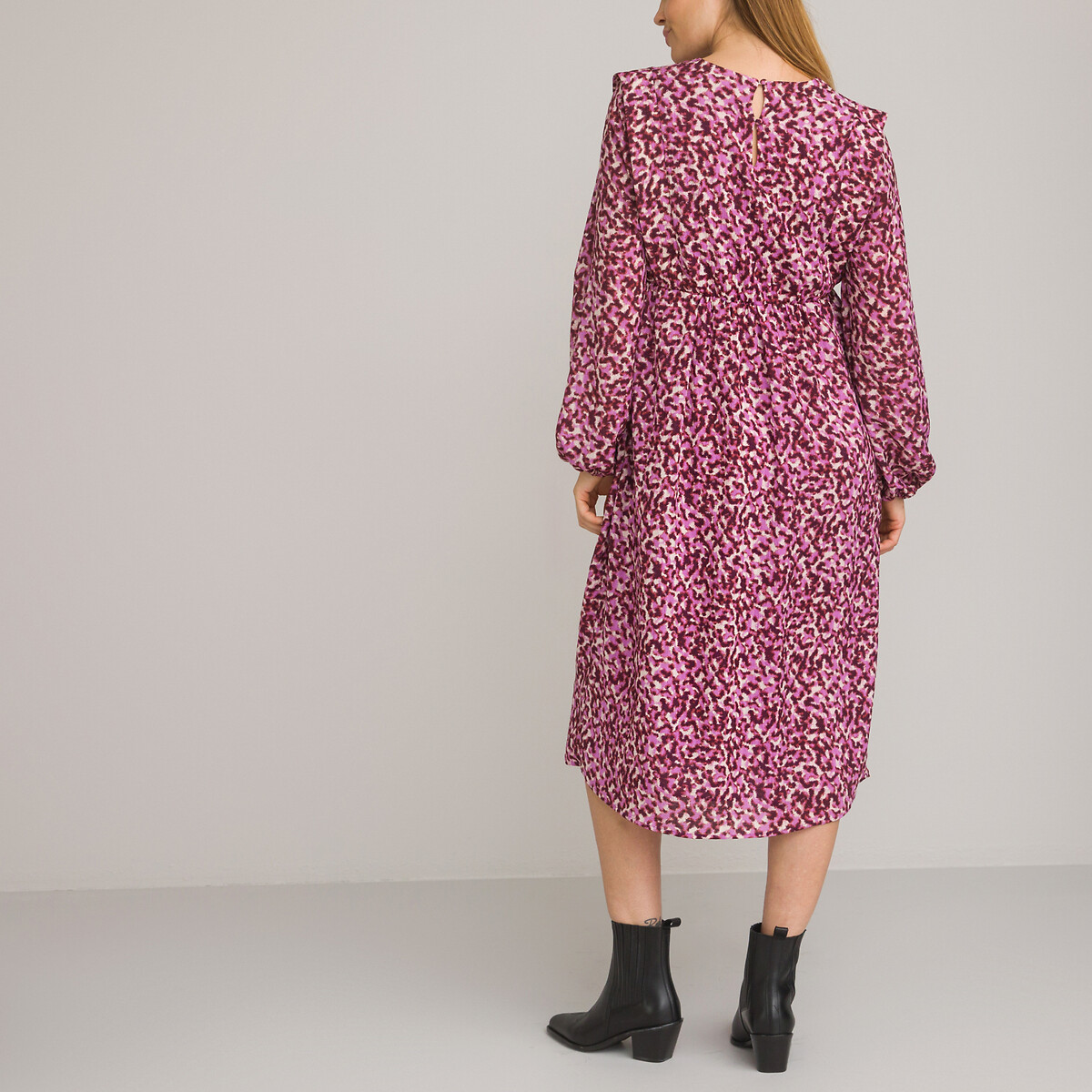 LA REDOUTE COLLECTIONS<br>Vestido de maternidade com decote em V, mangas compridas e estampado