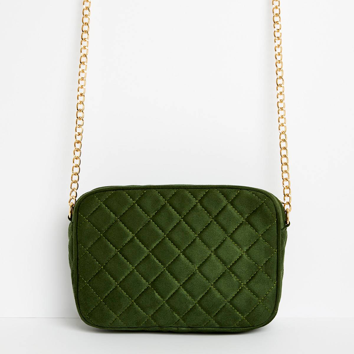 Geometric retro SAC A BANDOULIERE FORME CARREE VELOURS VERT