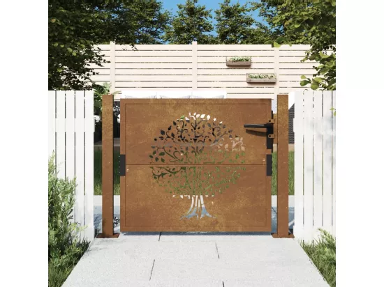 Portail de jardin 105x105 cm acier corten conception de l'arbre