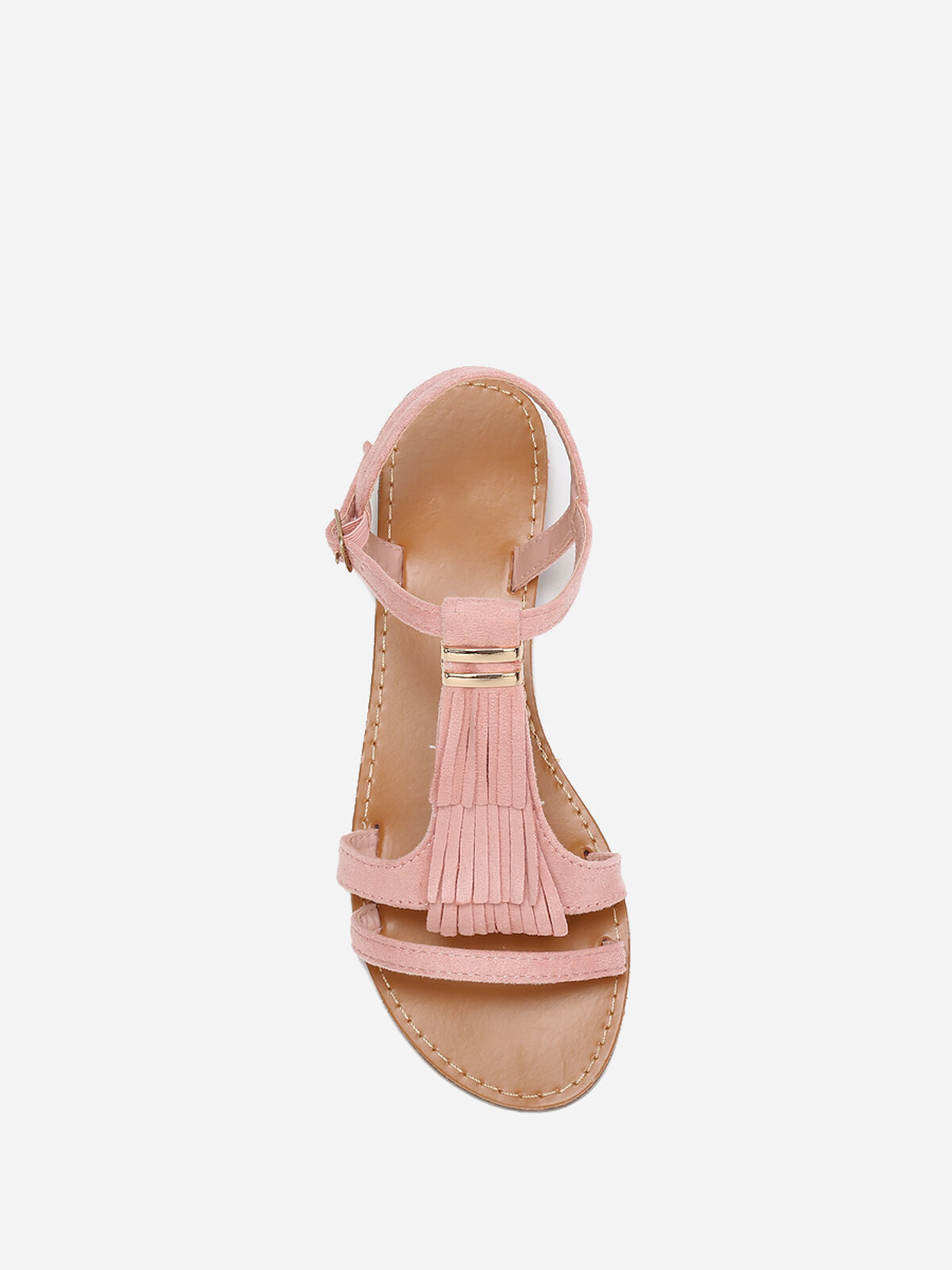 Sandales en suédine avec franges- Rose