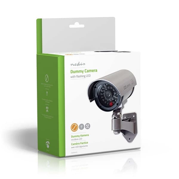 Nedis Dummy Security Camera | Kule | IP44 | Batteri drevet | Utendørs | Inkludert veggoppheng | Grå