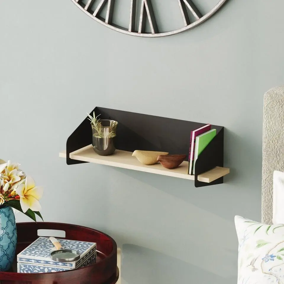 CALICOSY - Wandrek WREN - Zwart/hout - 20x60x19 cm