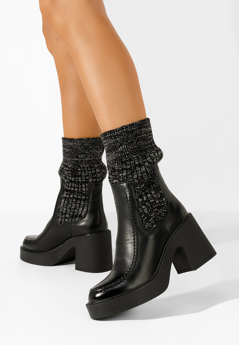 Bottines chaussettes noires Galatia