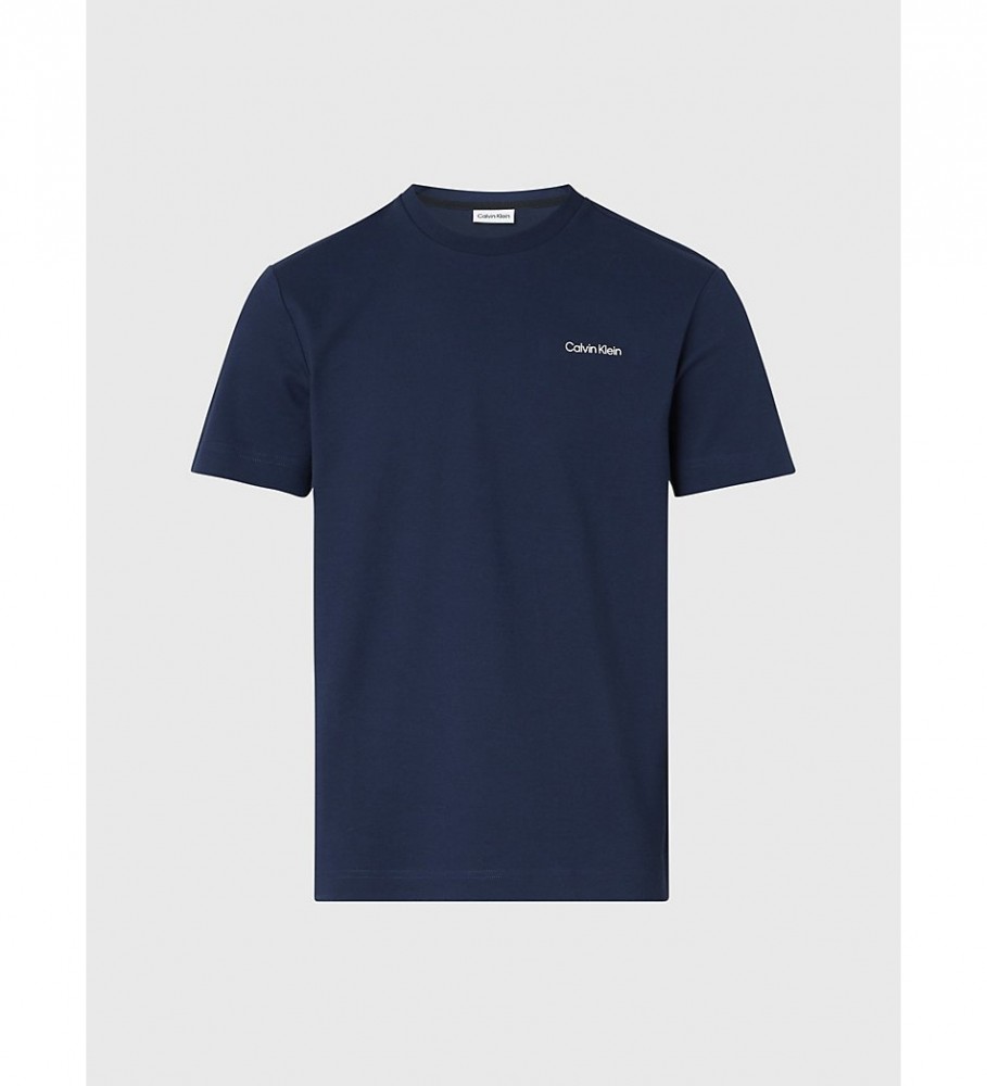 Camiseta Calvin Klein de algodão com pequeno logotipo azul-marinho